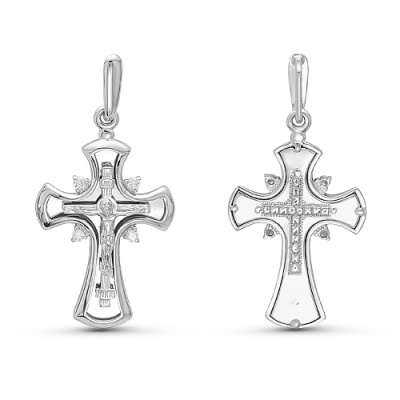 Крест из белого золота с бриллиантами (арт. 11-0495)
