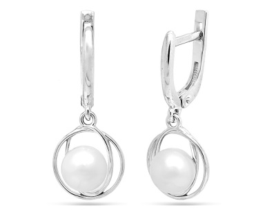 Серьги из серебра с жемчугом (арт. 640077)