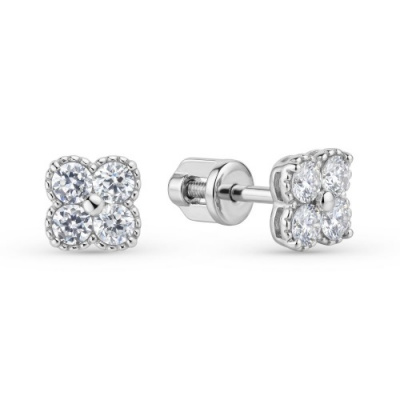 Серьги пусеты из серебра с фианитами (арт. 901062870)