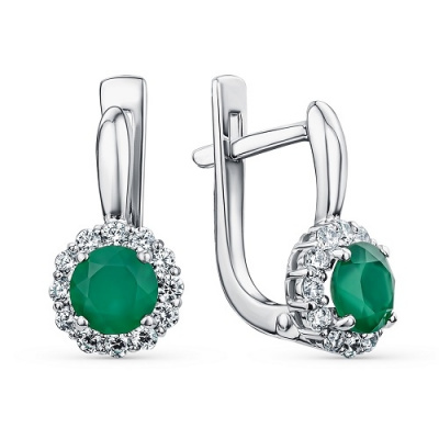 Серьги из серебра с агатом и фианитами (арт. 901028124)