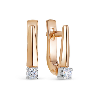 Серьги из красного золота с бриллиантами (арт. 639-2100)