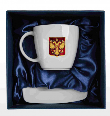 Подарочная чайная пара фарфоровая "ГЕРБ РФ" (арт. Ч9126)