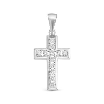 Подвеска крест из белого золота с бриллиантами (арт. 3246-31001)