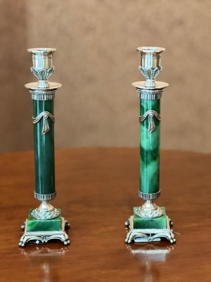 Подсвечник (нефрит, серебро) 